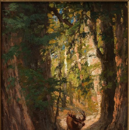 Painting, Deer in Cedars, 2000.15.1327