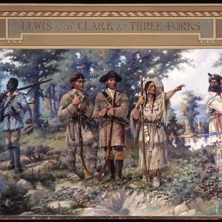 Lewis and Clark at Three Forks, oil on canvas, X1912.07.01